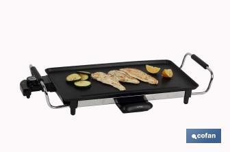 Plancha Asadora Eléctrica | Placa de aluminio antiadherente | Potencia de 2000 W | Medidas: 45 x 25 x 7 cm - Cofan